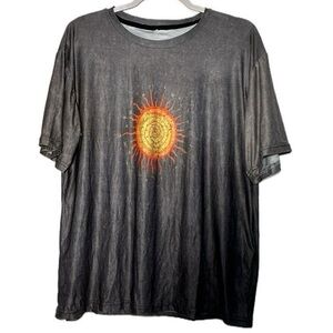 Charcoal Unique Sunburst Graphic Tee‎ Gray Sun Bohemian Grunge Washed-Out size M